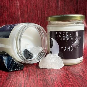 Handmade Yang Crystal Candle | Obsidian & Clear Quartz Aesthetic Candles